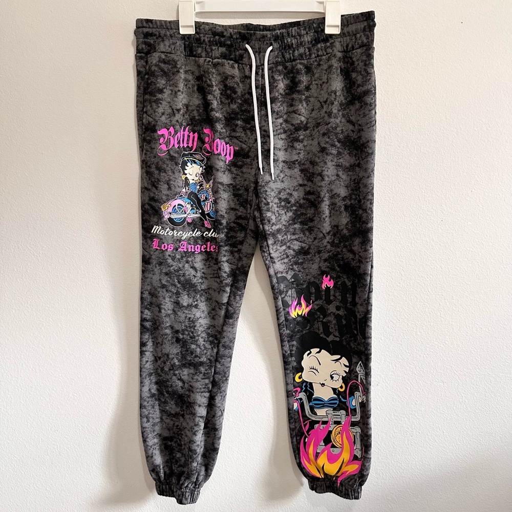 Betty Boop Motorcycle Club Los Angeles Joggers XL Y2K Graphic Pants